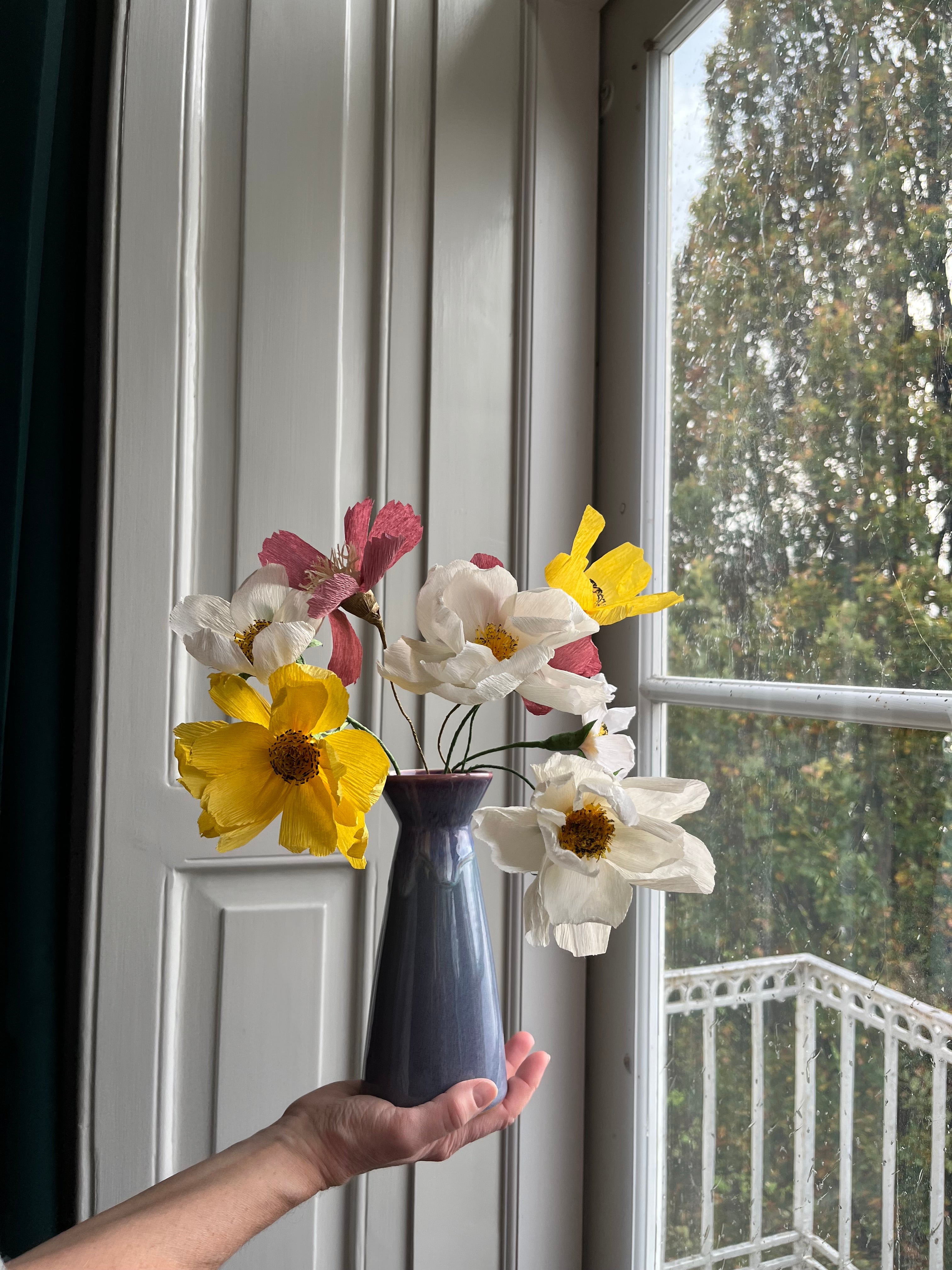 CREPE PAPIRBLOMSTER: GUL VILDROSE