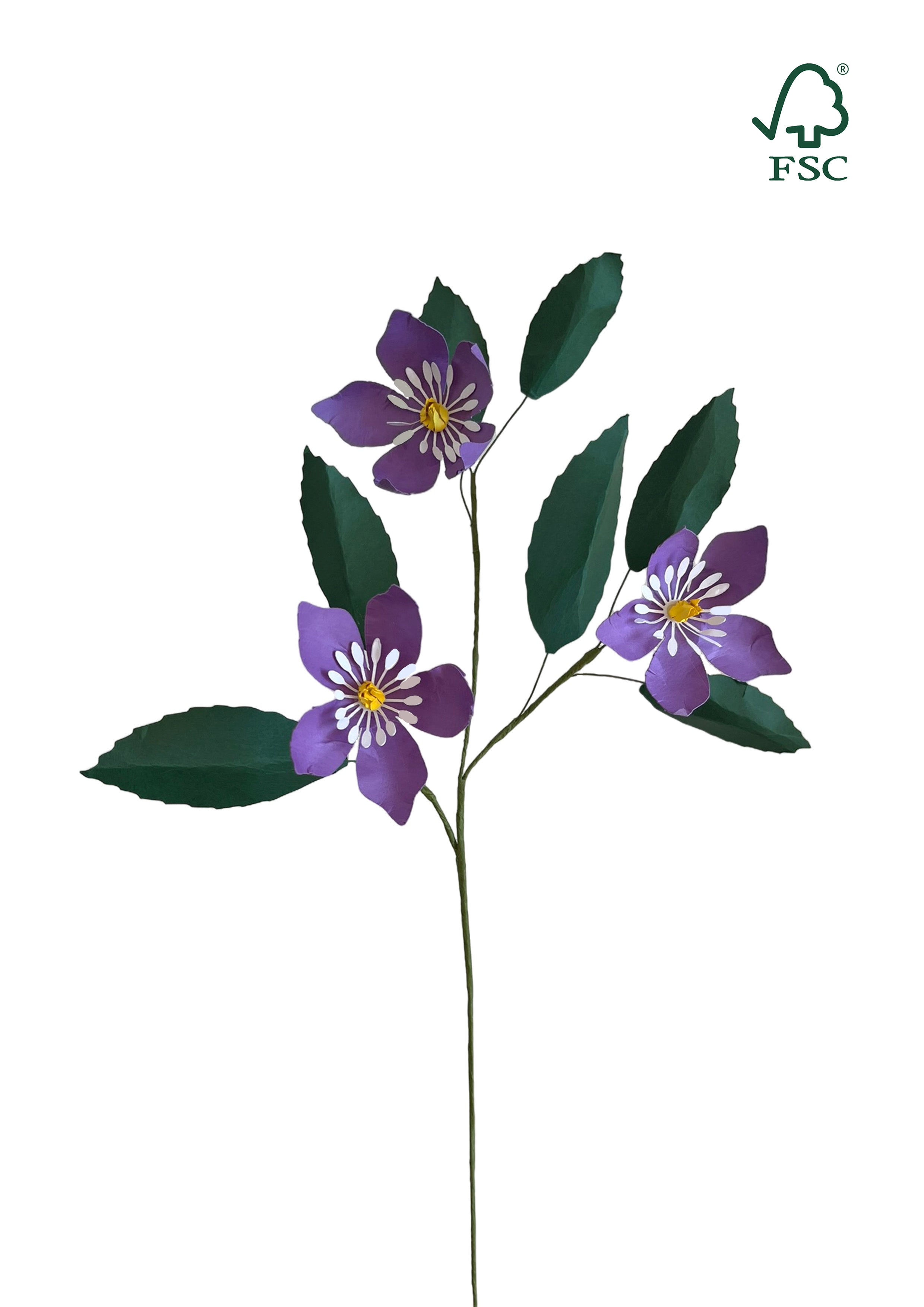 Nordic Wild Clematis – håndlavet papirgren i FSC-papir