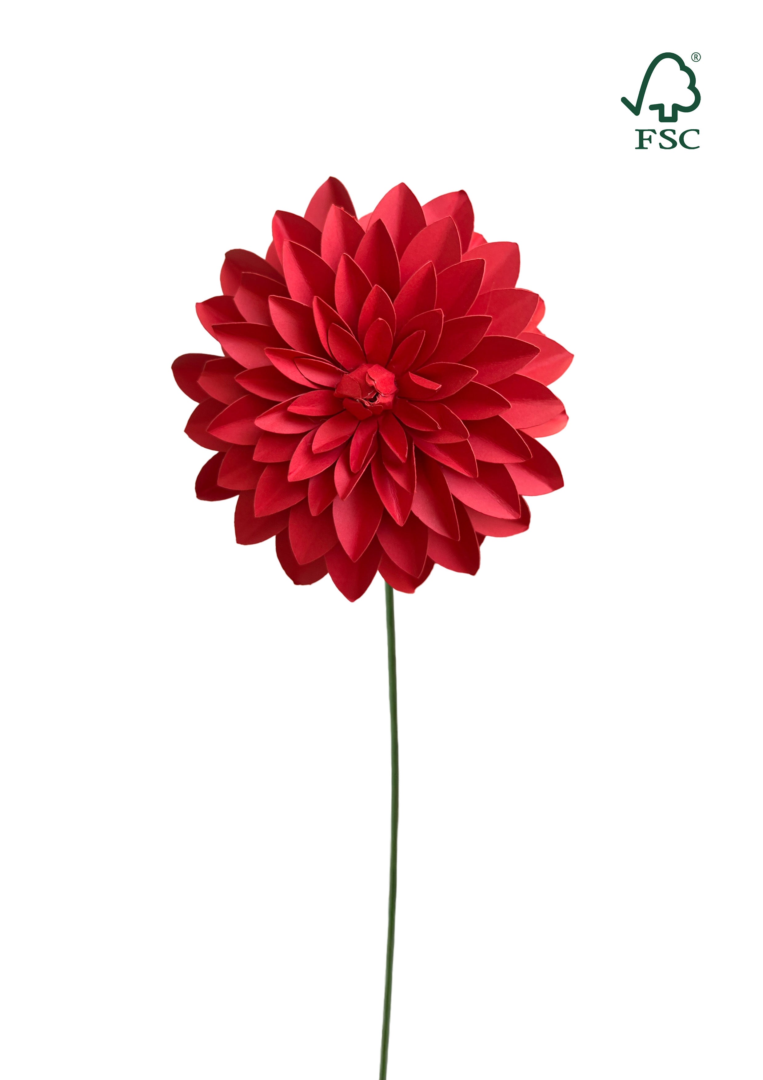 Dahlia – Rød Papirblomst (Håndlavet & FSC®)